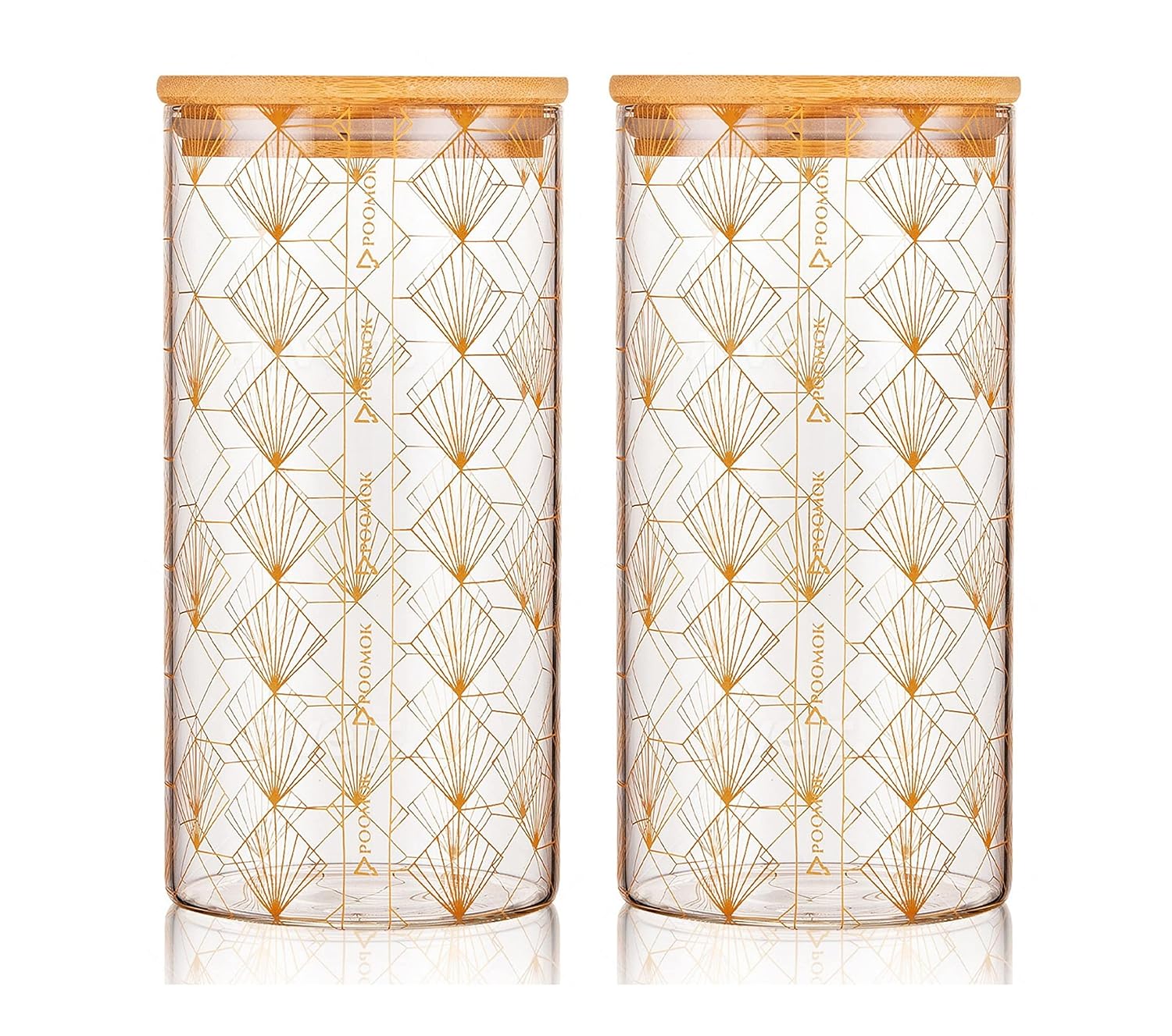 Decorative Glass Food Storage Airtight Canister with Bamboo Lid