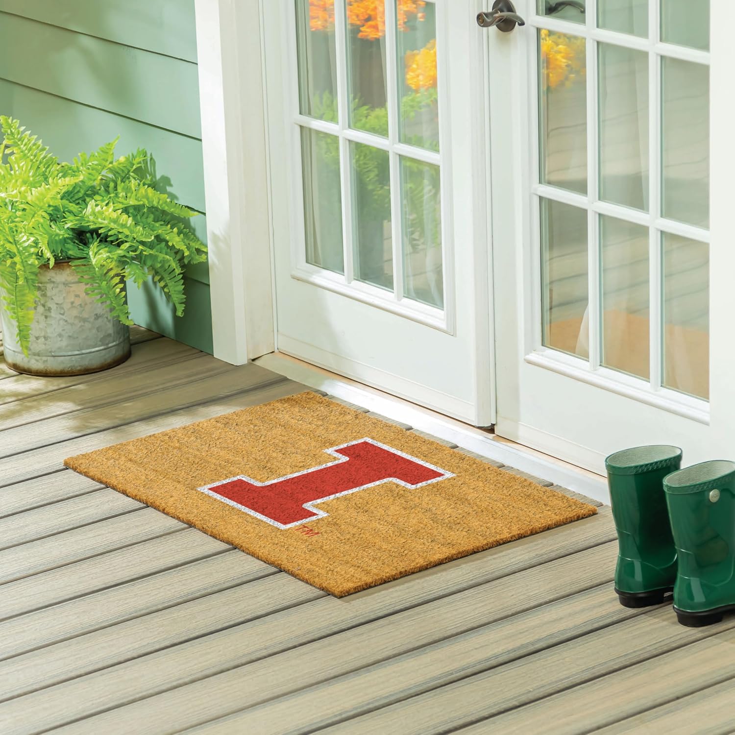Team Sports America NCAA University of Illinois Coir Doormat 36"x24", Official Full Color Team Logo, Extra Large Front Door Mat, Outdoor Indoor Entrance Rug, Non-Slip Welcome Mat for Porch Patio