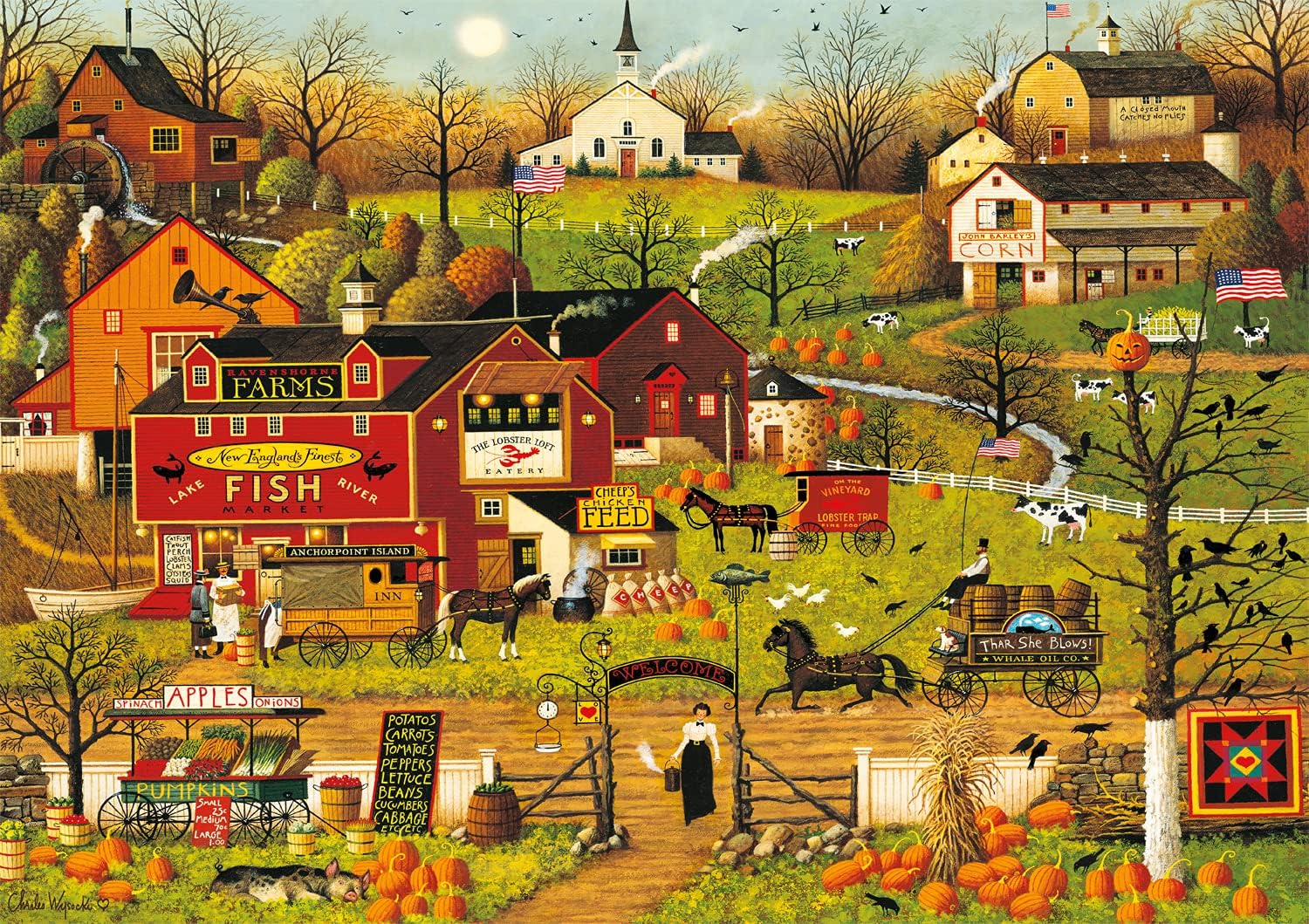 Buffalo Games - Charles Wysocki - Blackbirds Roost at Mill Creek - 500 Piece Jigsaw Puzzle