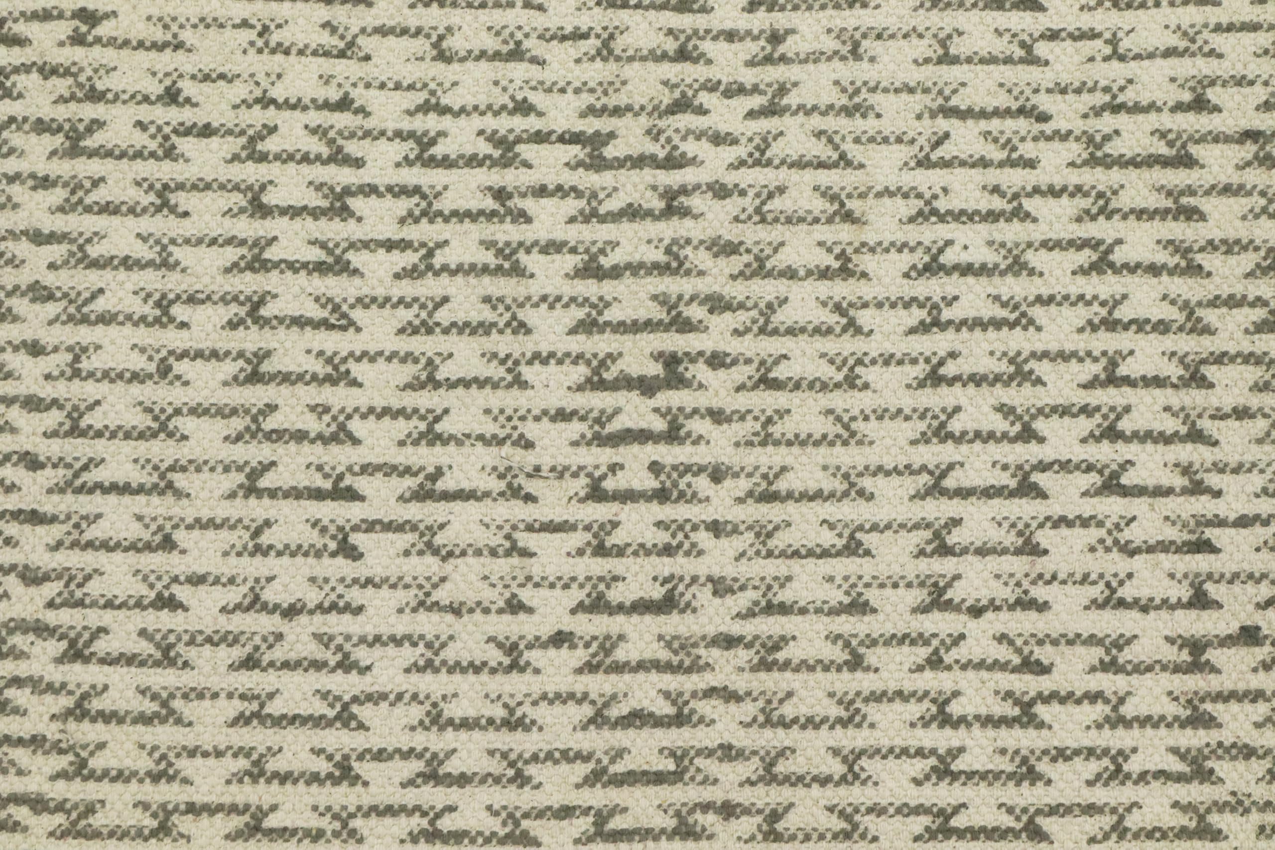 Kelim-Teppich, handbedruckt, Baumwolle, 3 m, quadratisch, grau-braun, Stickerei, geometrisches Design, Handoberfläche, waschbar, 0,5 cm dick, Boho-Flachgewebe, Teppiche für Flur, Esszimmer