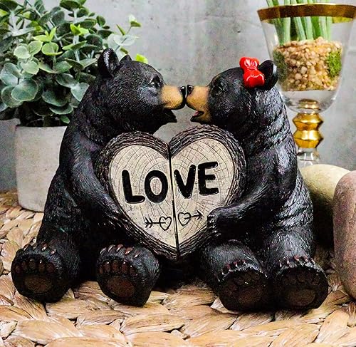 Miniatura 2 de Ebros - Figuras de 2 piezas de 5 pulgadas de alto, diseño de oso negro con texto en inglés "Love is in the Air", para pareja de osos rústicos y