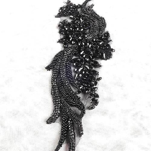 Miniatura 94 de Parches de diamantes de imitación hechos a mano, apliques de cuentas para decoración de vestidos de novia, apliques de flores de oro