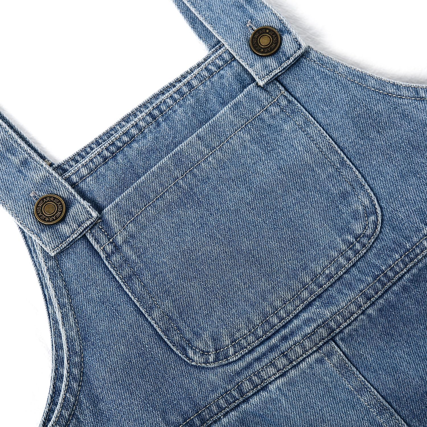 KIDSCOOL Girls Denim Overall Dress 2-8T Toddler Cute Jean Pinafore Skirt