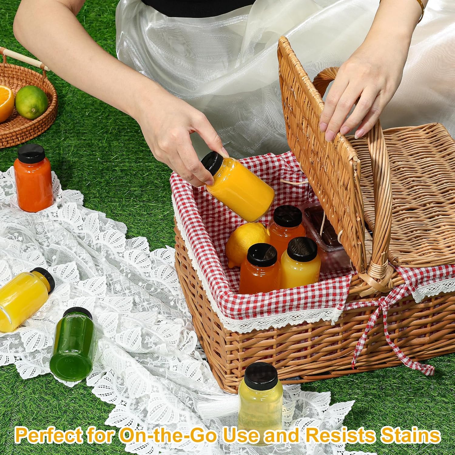 KEYWING 24 Pack 4oz Juice Shot Bottles with Caps- Small Glass Jars for Ginger,Wellness Shots,Whiskey - Travel mini Reusable Wide Mouth Clear bottles- Leakproof, Dishwasher Safe. - Image 6