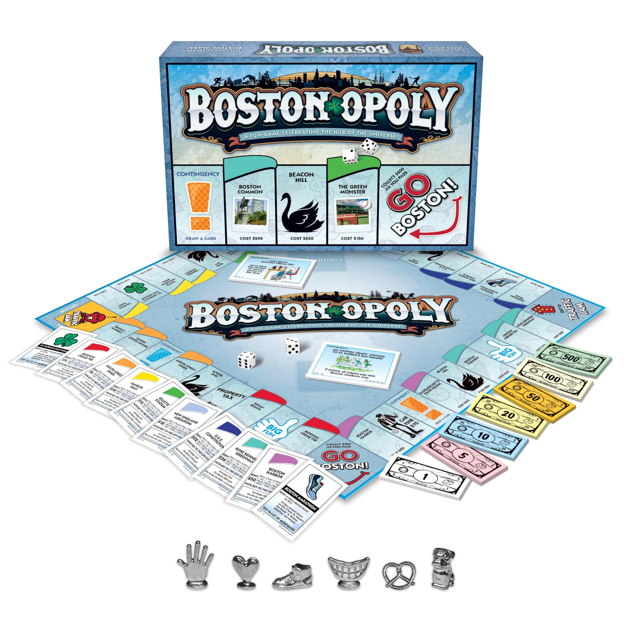 Late for the Sky Boston-Opoly Boston Board Game – Property Trading City Edition for Families & Adults, 2–6 Players, Opoly-Style Strategy with City Landmarks, Educational Party Game