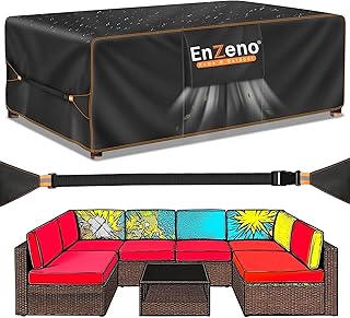 Enzeno Groß Gartenmöbel Abdeckung Wasserdicht mit Belüftungsöffnungen 300x250x100cm, Abdeckplane Schutzhülle für Gartentische Terrassenmöbel, Outdoor Sofa Tisch Möbelsets