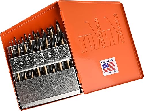 KnKut Juego de 21 brocas de punto de paso de longitud mecánica 116"-38" por 64th