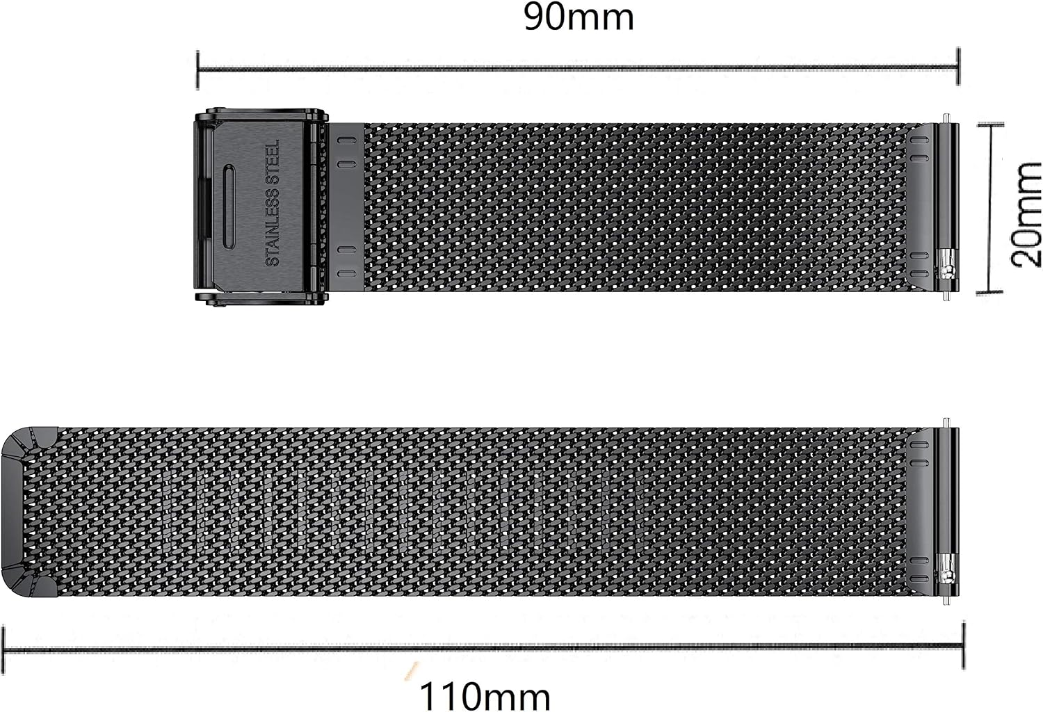Bands for Vivoactive 3 Watch Band, 20mm Mesh Stainless Steel Band for Garmin Vivoactive 3/Forerunner 645 Music/Galaxy Watch 42mm/Galaxy Watch 3 41mm/Galaxy Watch Active 2 40mm/44mm image 3