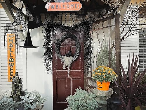 Miniatura 4 de RECUTMS Guirnalda negra de plantas colgantes artificiales, 2 unidades, guirnalda falsa de 5.6 pies, vegetación, helechos artificiales, hojas de