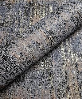 Black Gold Textured Wallpaper Distressed Industrial Metallic Peel and St...