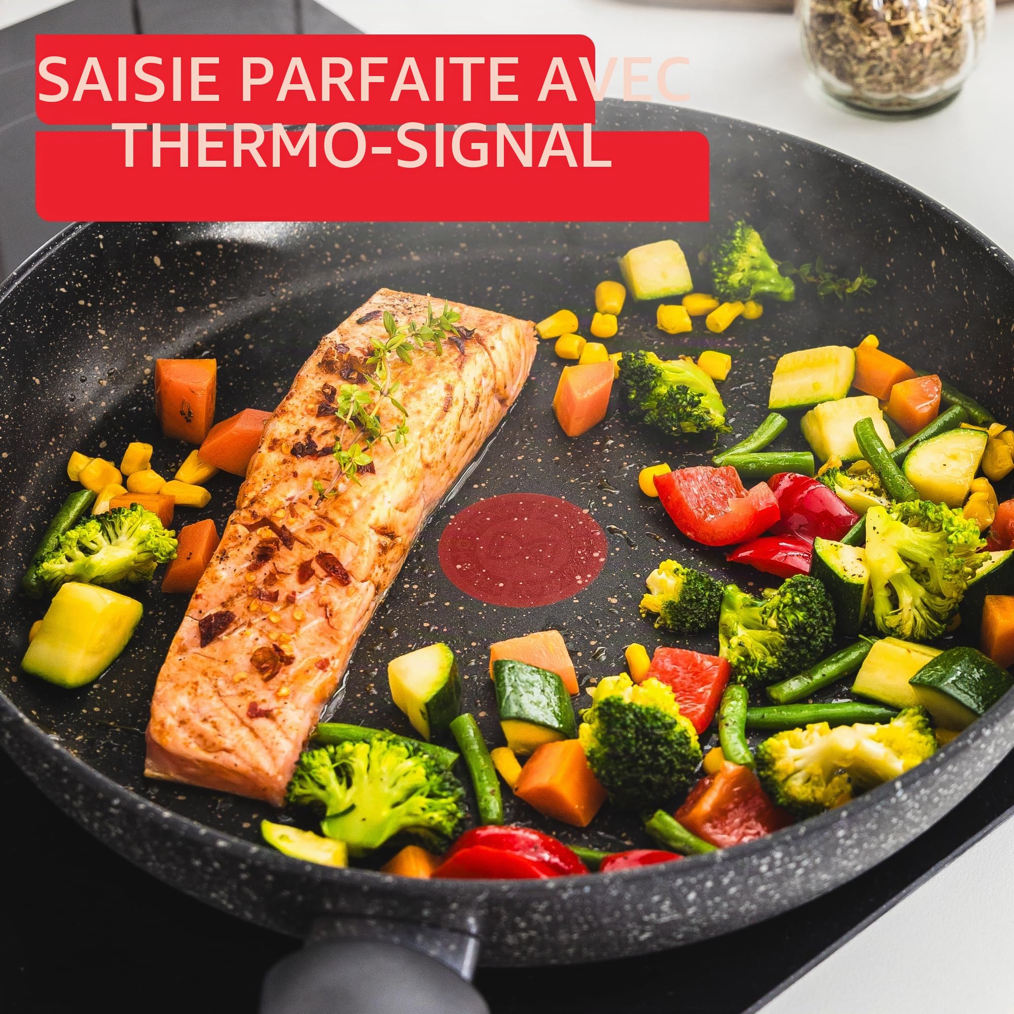 Tefal Poêle à frire en titane 30 cm Revêtement anti-adhésif haute performance Compatible avec toutes les plaques de cuisson y compris induction E1050745 Noir
