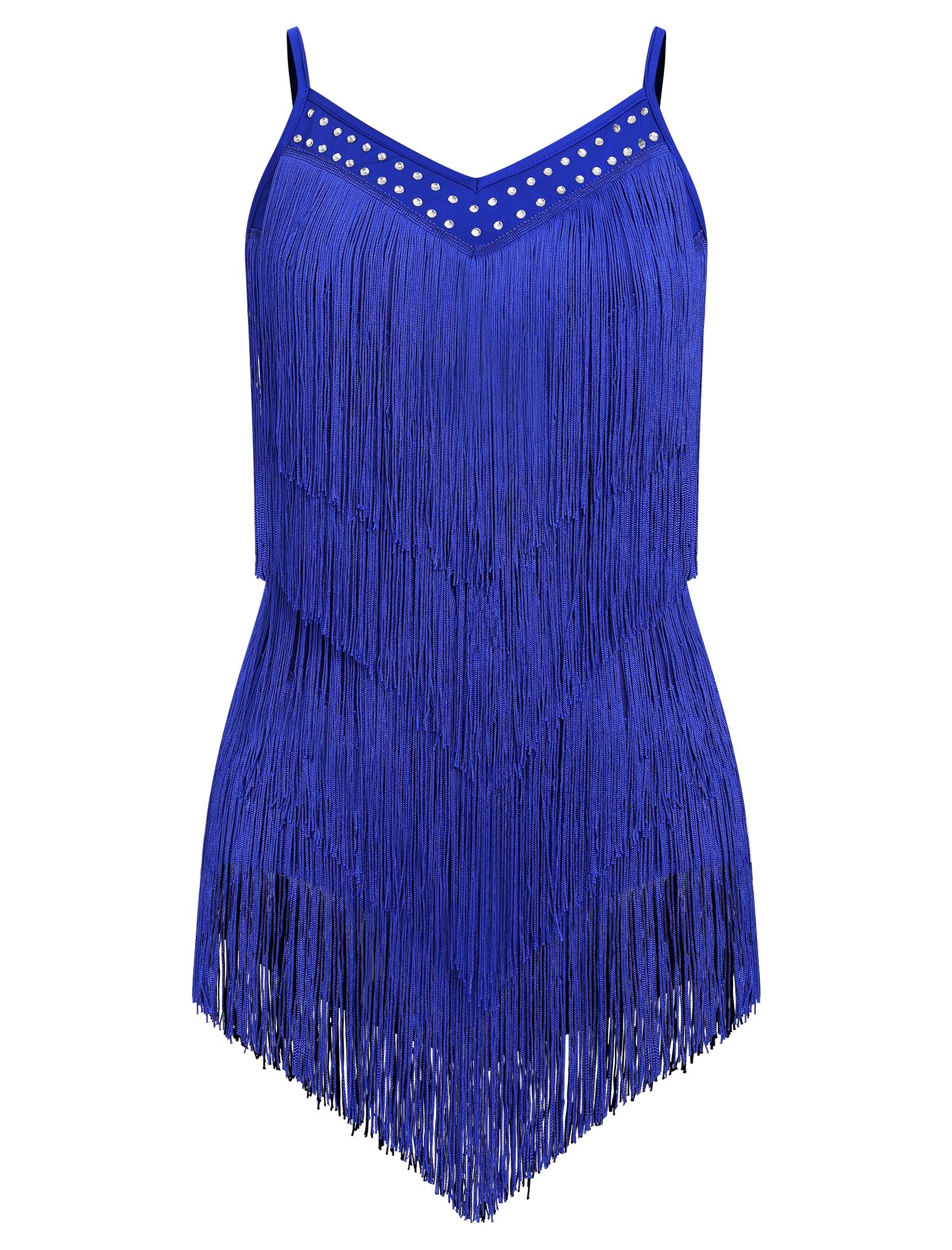 IWEMEK Latein-Tanzkleid mit Strass, für Damen, Fransen-Body, Quaste, Gymnastikanzug, Fransen-Strampler, Salsa, Jazz-Tanz, Akrobatenkostüm