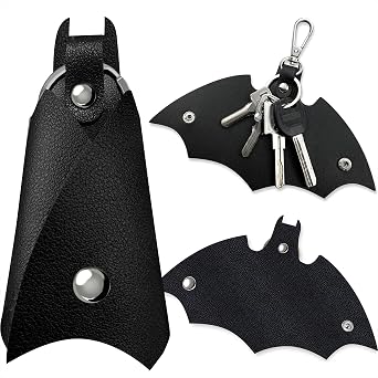 GABOX Leather Bat Keychain Car Key Fob EDC Key Chain Case Accessories
