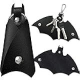 GABOX Leather Bat Keychain Car Key Fob EDC Key Chain Case Accessories with Key Ring Clip for Men Women Boyfriend Gifts