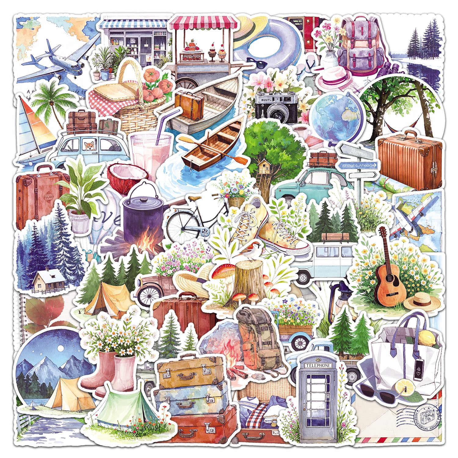 Valise De Voyage Autocollant Doodle Pour Le Voyage | Vecteur Premium