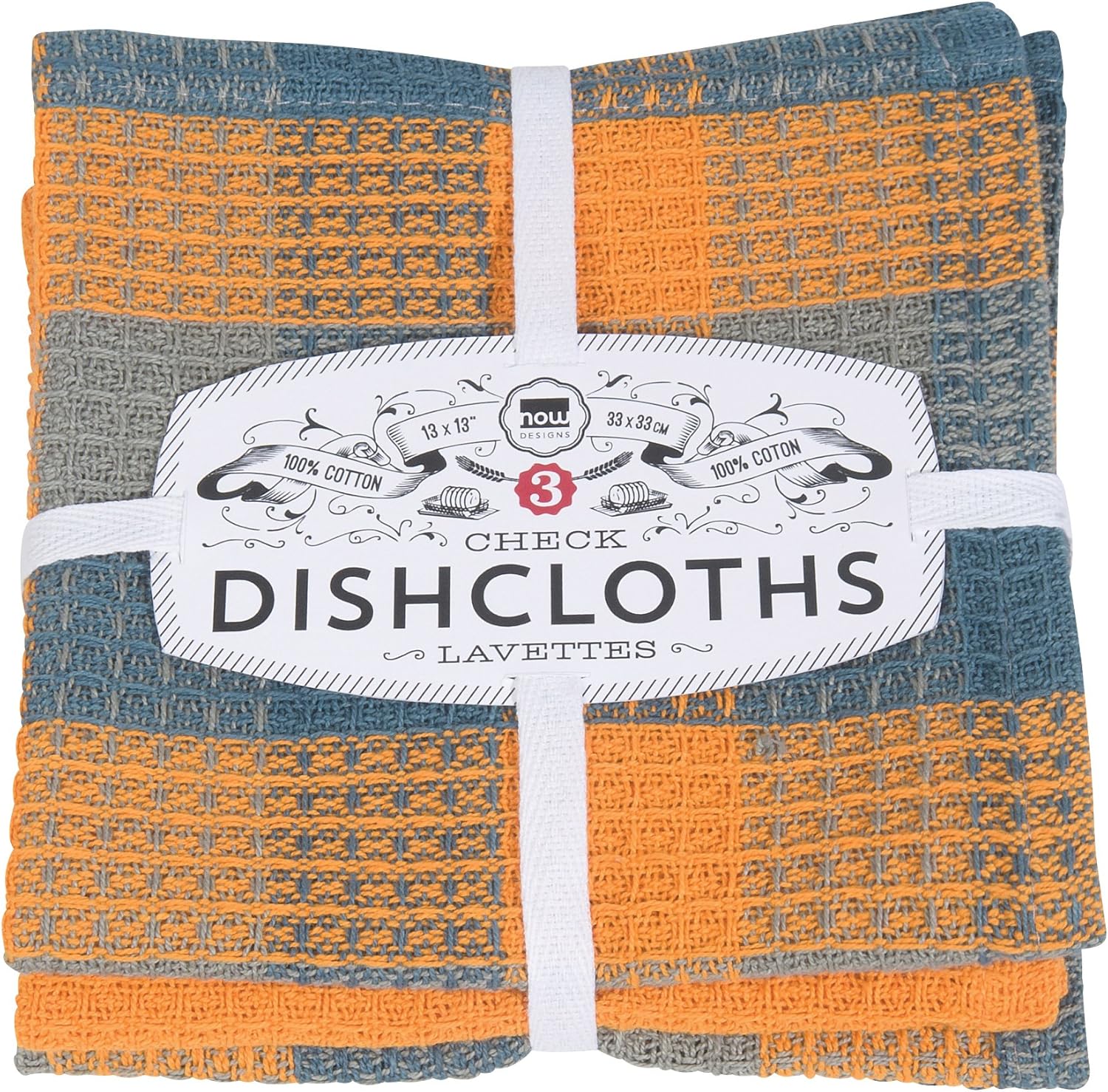 Now Designs Check Dishcloth Set, Kumquat Amazon.ca Home