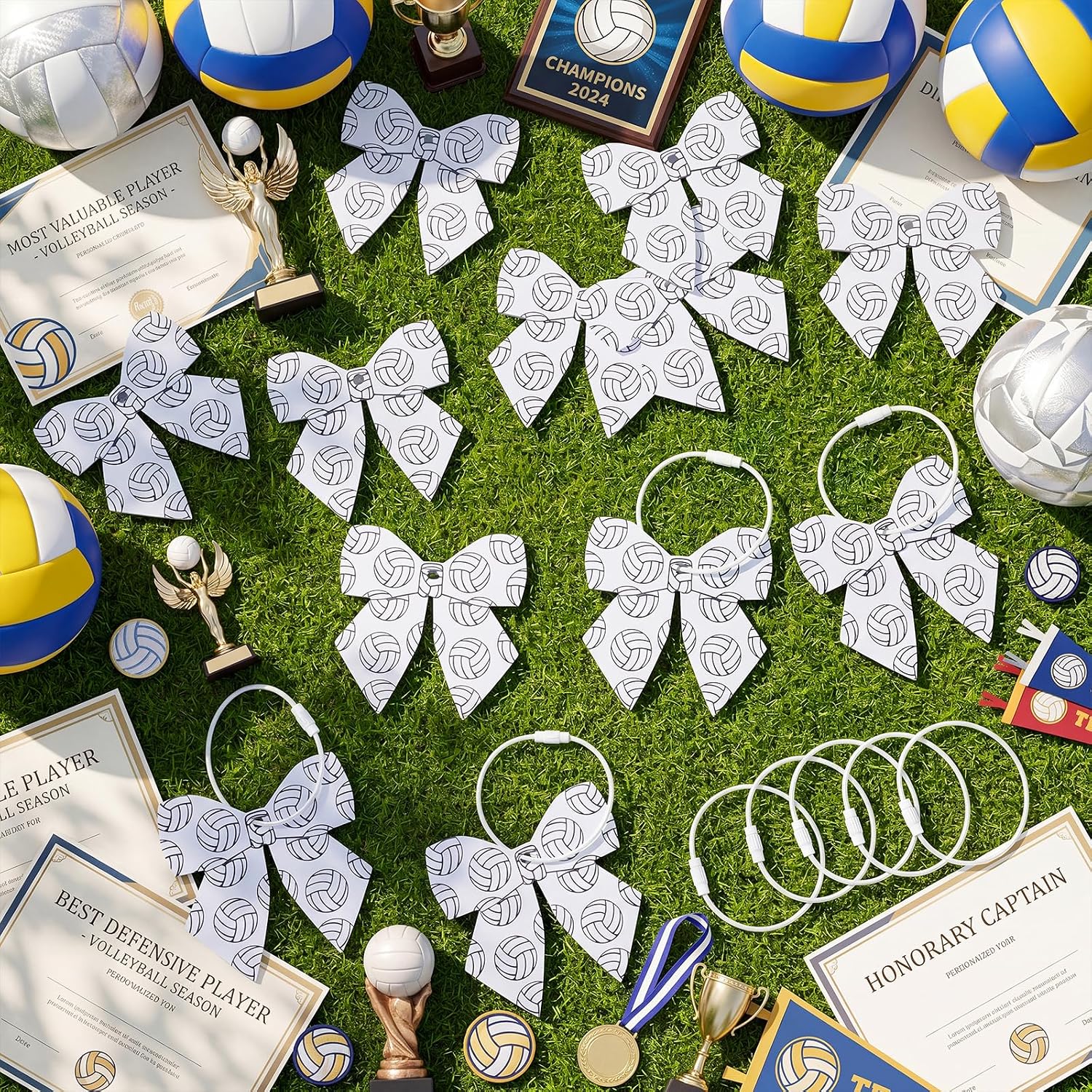 Liliaafar 24 Pcs Volleyball Bow Luggage Tags Bulk Coquette Bag Tags for Travel Suitcase 2.8'' PVC DIY Keychain Accessories with Metal Ring for Name Labels, Number ID Card, Team Gifts image 4