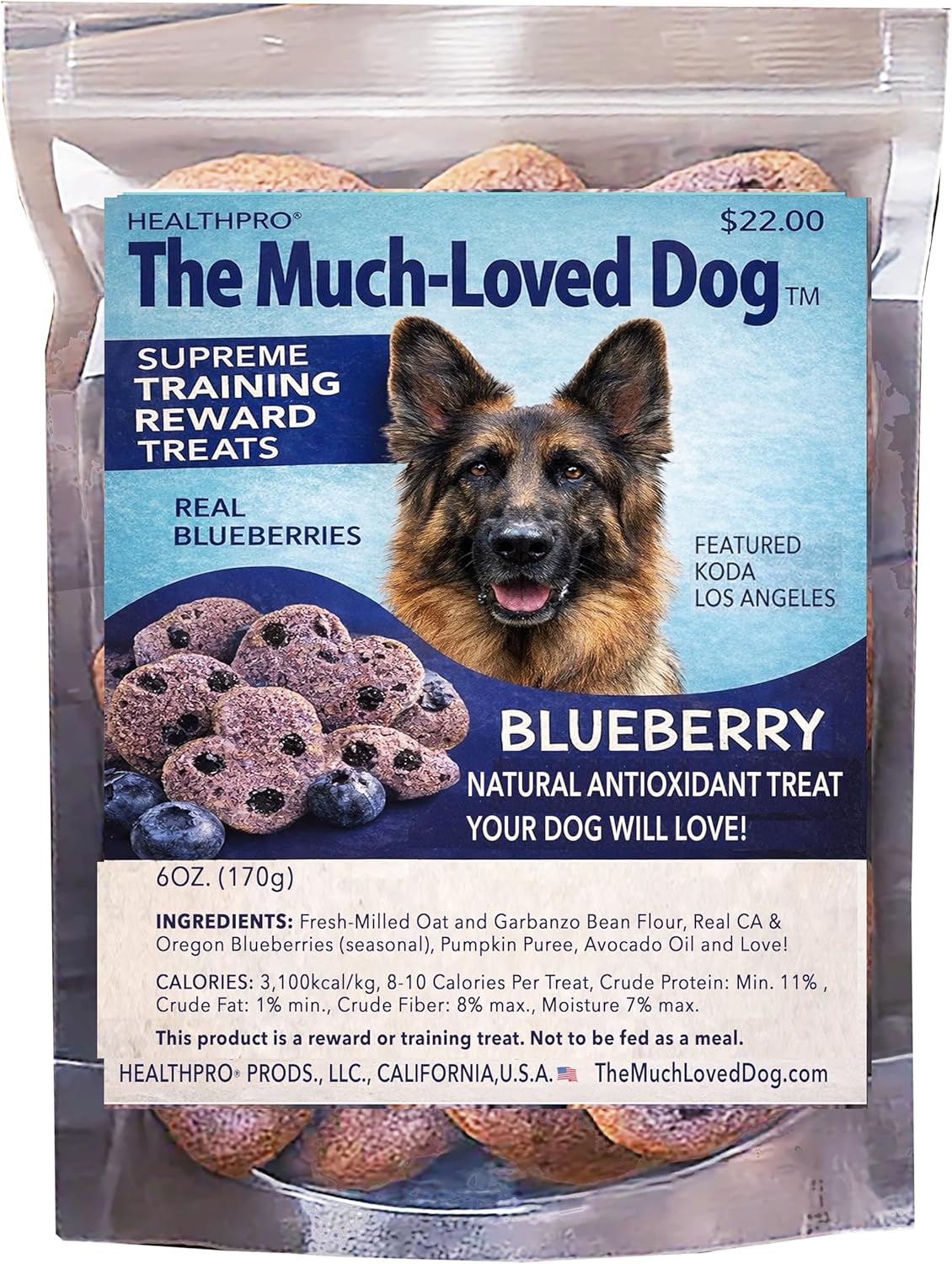 The Much Loved Dog™, Set, 2 Bags Natural Blueberry Burst! in Fresh-KEPR™, Natural,Fun & Yummy! Human-Food-Grade, Small-Batch Baked By CA Dog-Lovers, Freshness in All Climates, U.S.A., Refill and Save.