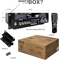 Vista 8 de Pyle Amplificador híbrido Bluetooth de 6 canales para el hogar – 1600 W para el hogar de audio estéreo con radio, USB/AUX/RCA/MIC, HD/OPT/COAX