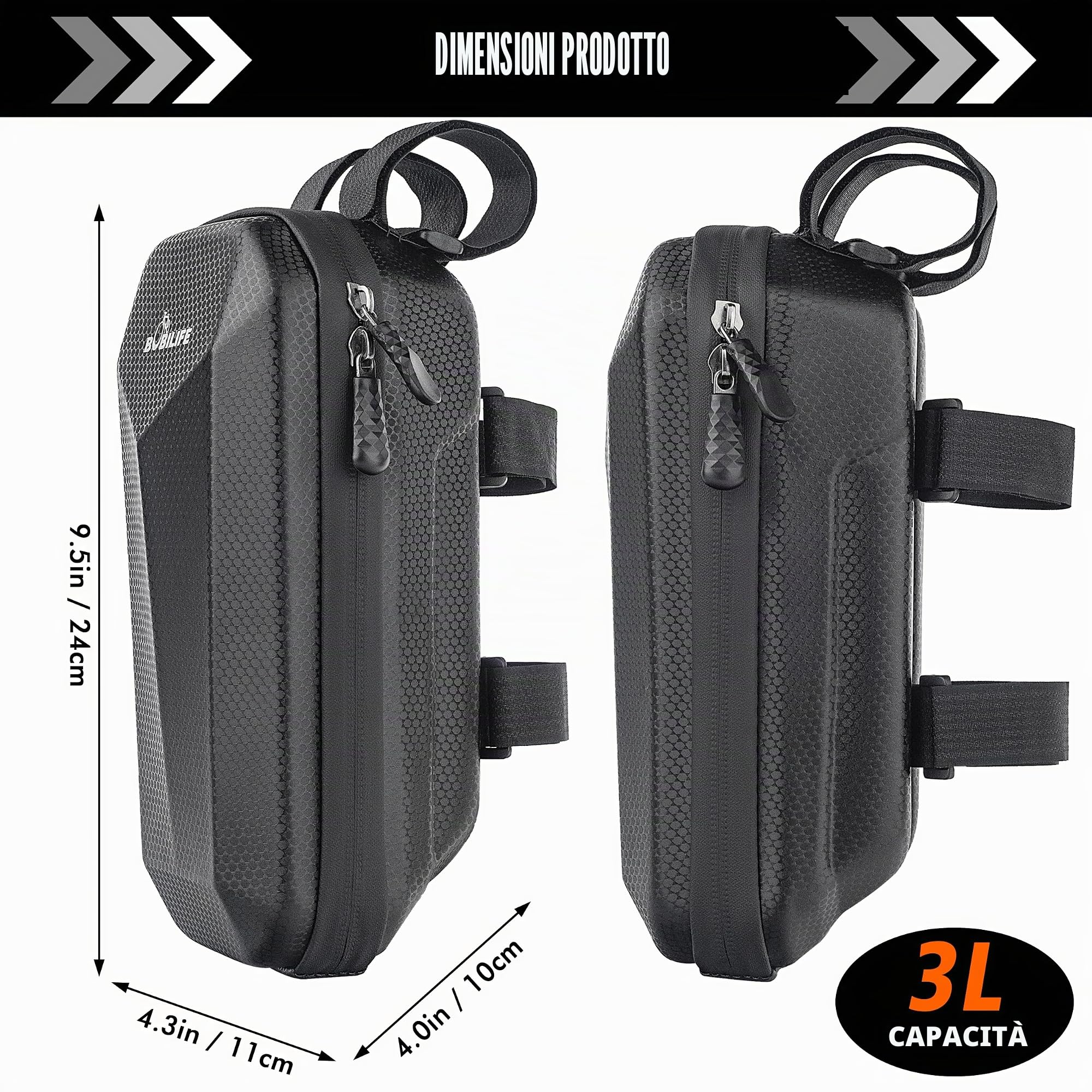 Borsa impermeabile per manubrio della bicicletta, in EVA, borsa portaoggetti per monopattino, borsa da manubrio rigida in EVA