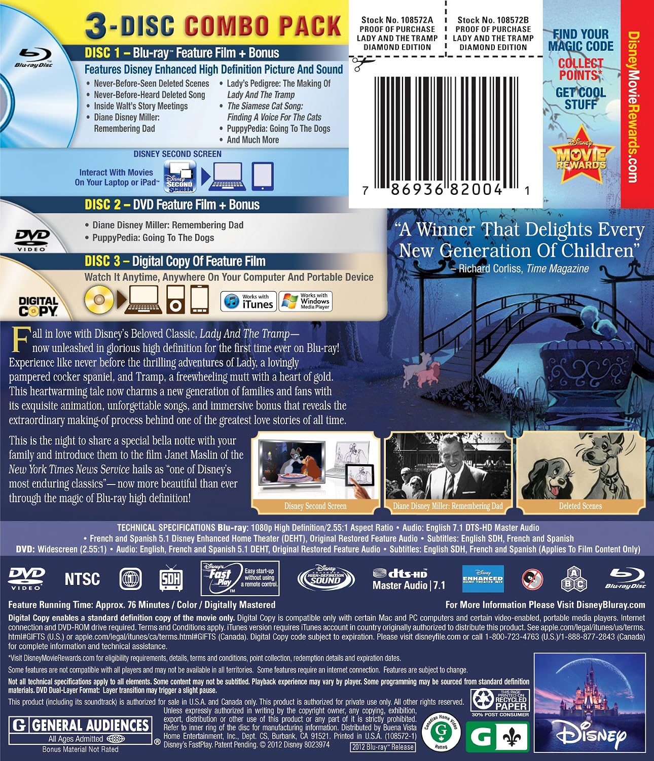Lady and the Tramp, Diamond Edition [Blu-ray]