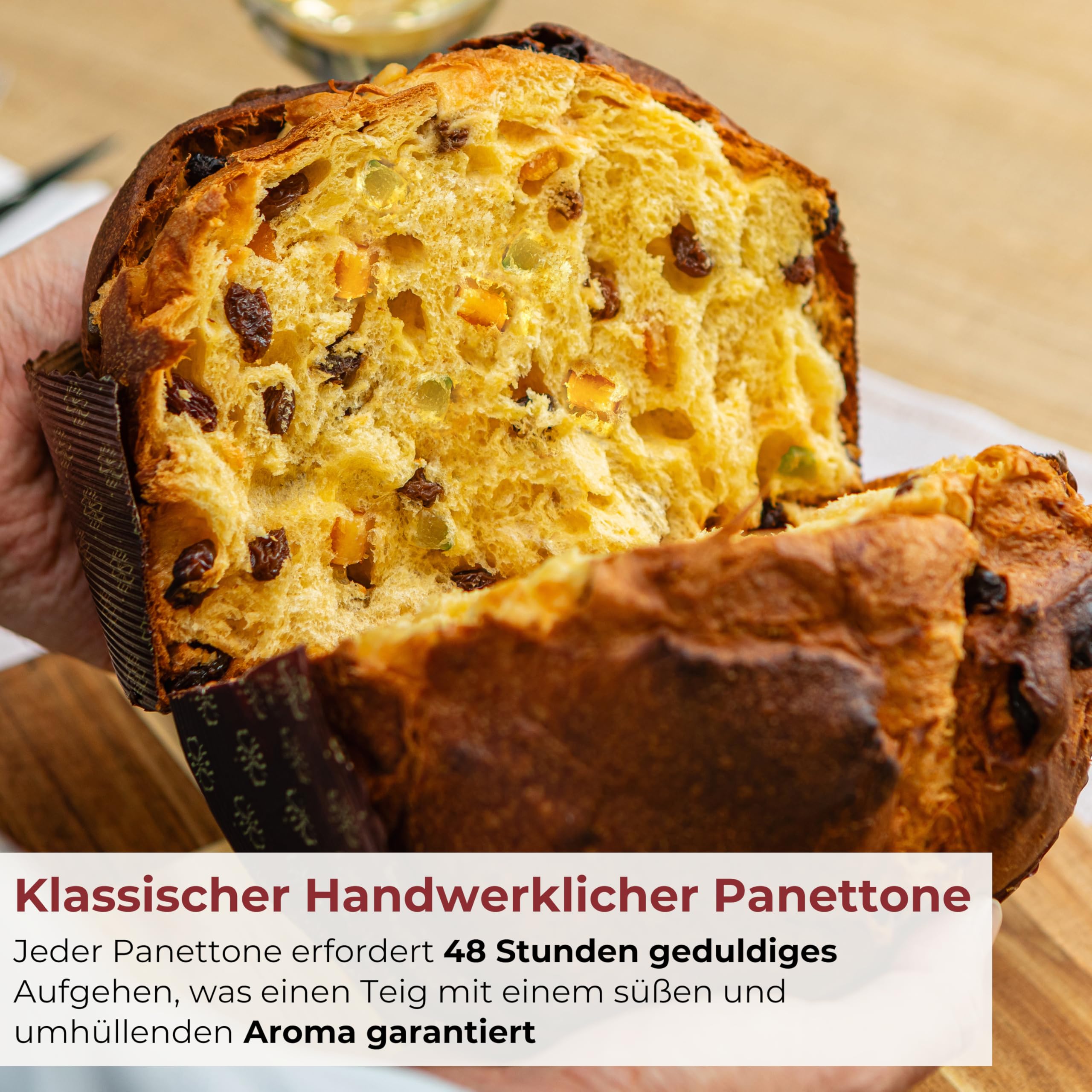 Artisan Panettone 1 kg – Klassischer Panettone, Pasticceria Fraccaro 1932, mit kandierten Früchten und Rosinen, natürlich gesäuerter Mailänder Panettone mit Mutterhefe, Tin Line