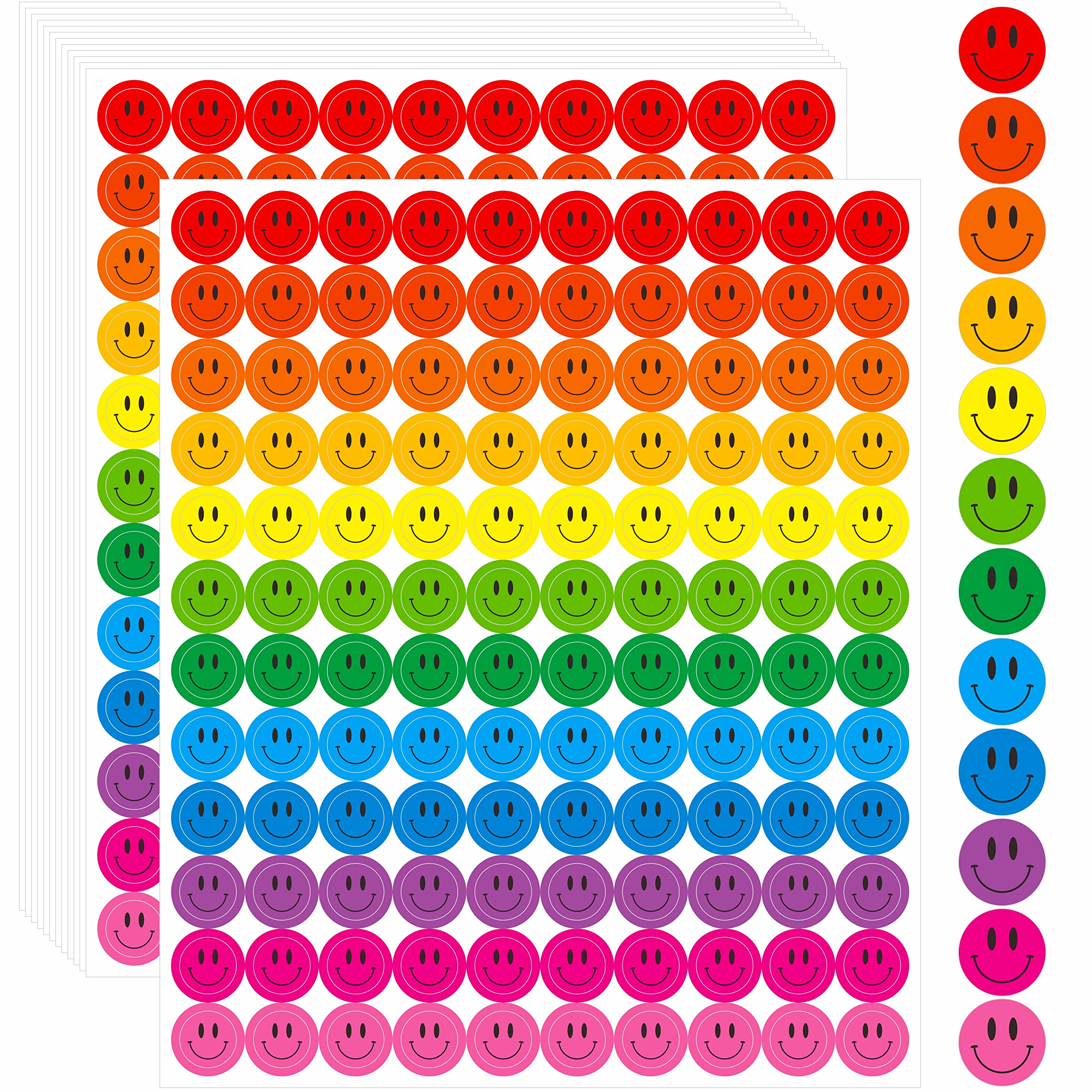 Photo 1 of 6000 PCS Happy Smile Stickers, 12 Colors Round Smile Face Labels with Strong Adhesive Reward Behavior Chart Stickers (PACK OF 2)