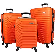 Dejuno Craft Hardside 3-Piece Lightweight Spinner Luggage Set - Orange