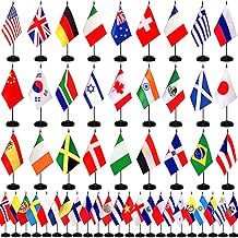 TSMD 50 Countries International World Desk Flags Set Small Mini Office Table Stick Flag with Stand Base,5x8 Inch