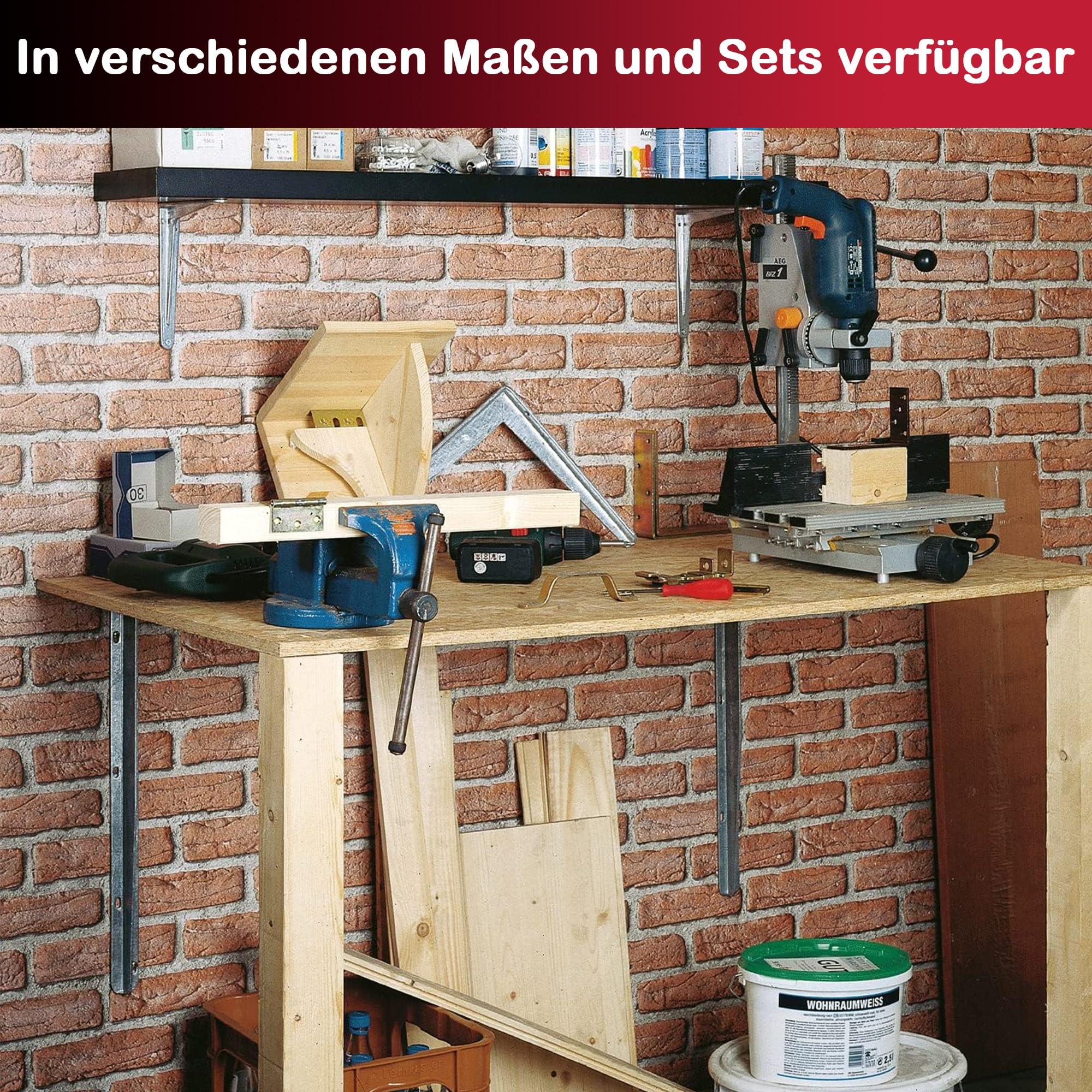 siwitec Profil-Konsole 450 x 500 mm aus Aluminium im 2er-Set, Regalwinkel mit 140 kg Traglast