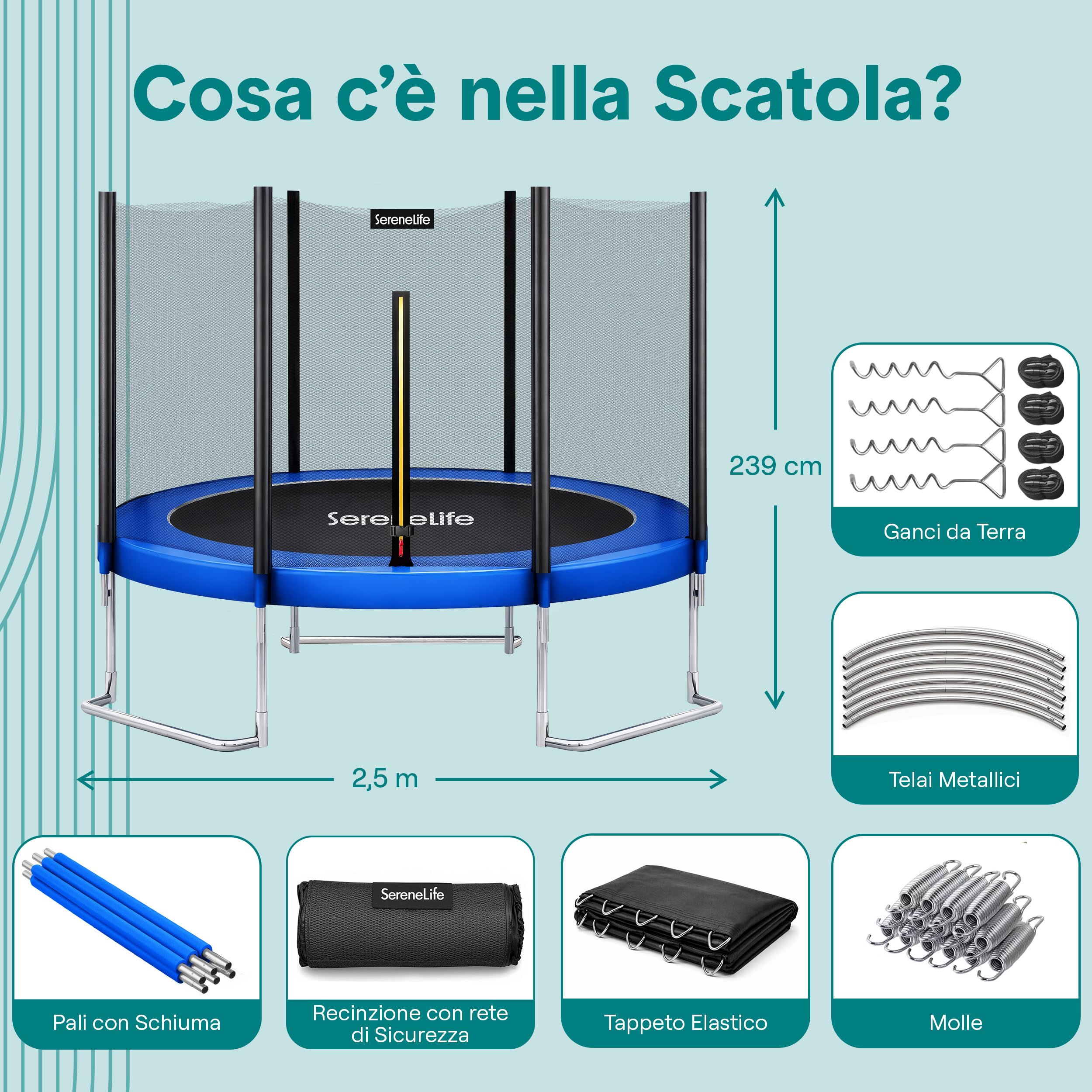 SereneLife Trampolino Elastico per Bambini, Tappeto Elastico Bambini, Robusto, Stabile, Adatto Esterno e Interno