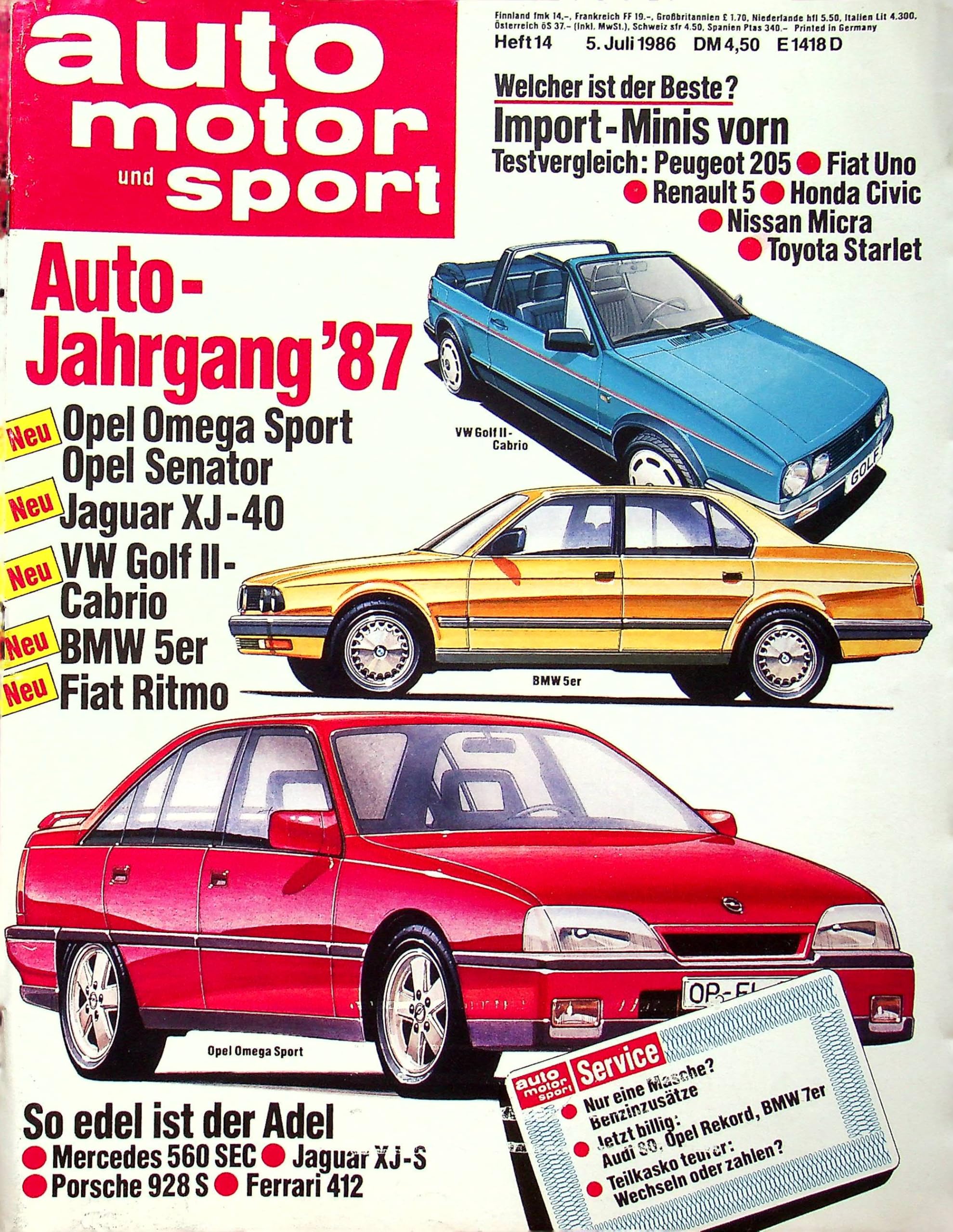 Echte, historische Zeitschrift von 1986 - Garantiert 40 Jahre alt - Personalisiertes Geschenk 40. Geburtstag Mann - Original aus 1986 - Die Geschenkidee für Männer - Auto Motor Sport 14/1986