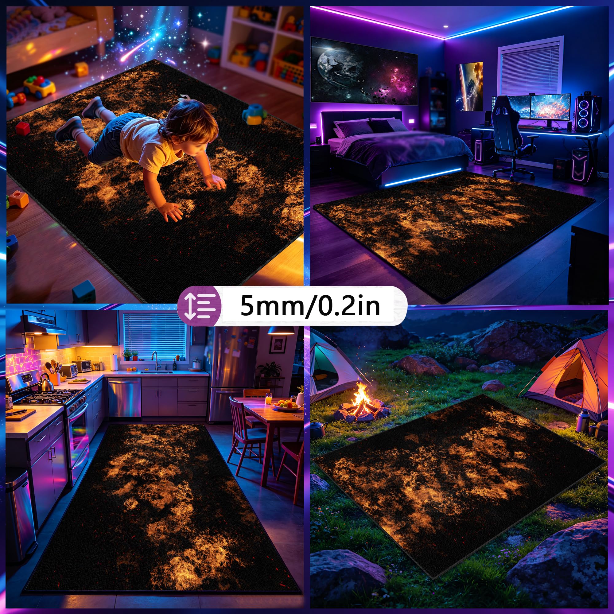 Duży dywan do sypialni dla gracza nowoczesny 3D dywan do pokoju dla graczy, dywan do pokoju gier dla młodzieży antypoślizgowy dywan z krótkim włosiem 80 x 140 cm