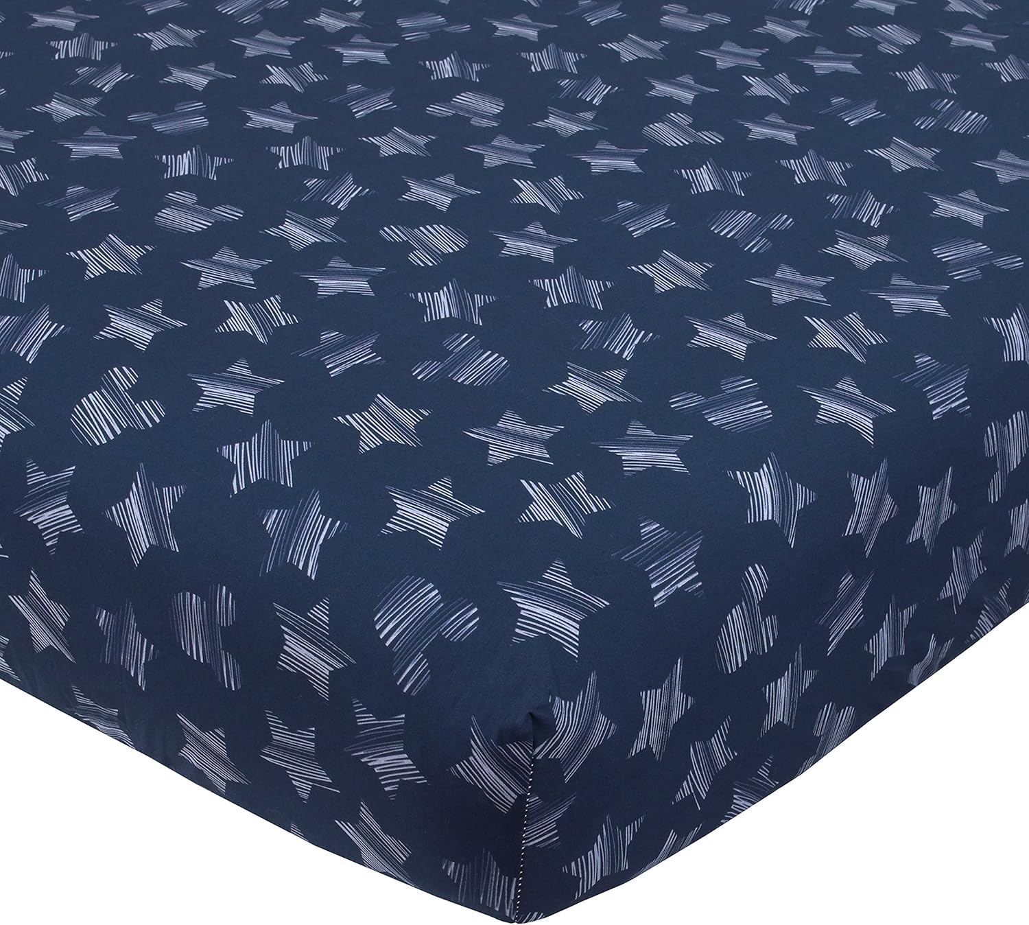 Disney Mickey Mouse Hello World Star/Icon 100% Cotton Fitted Crib Sheet, Navy, White