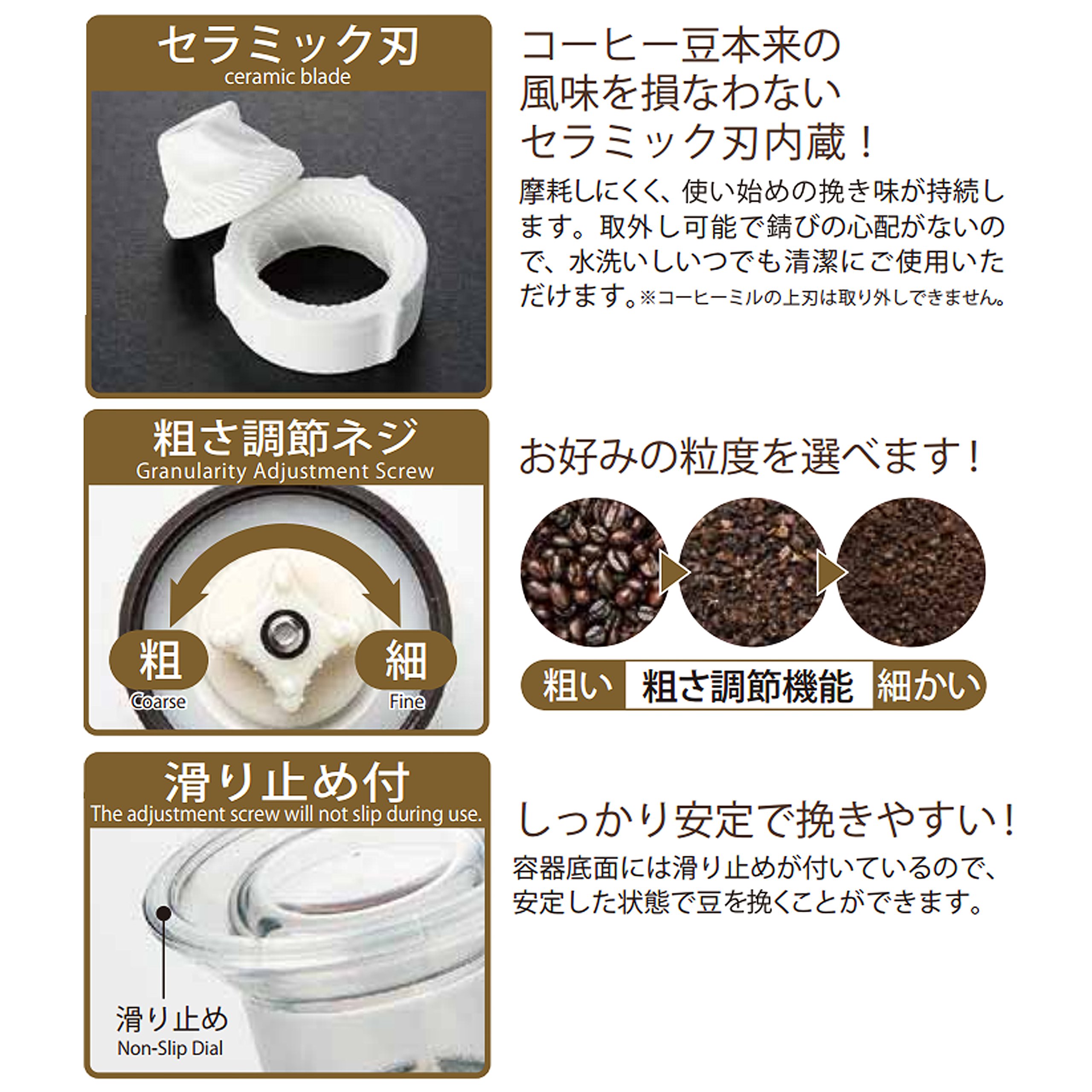 Moulin à café MI-002 MILLU Kawasaki japonais en céramique à manivelle manuel fabriqué au Japon, 36336