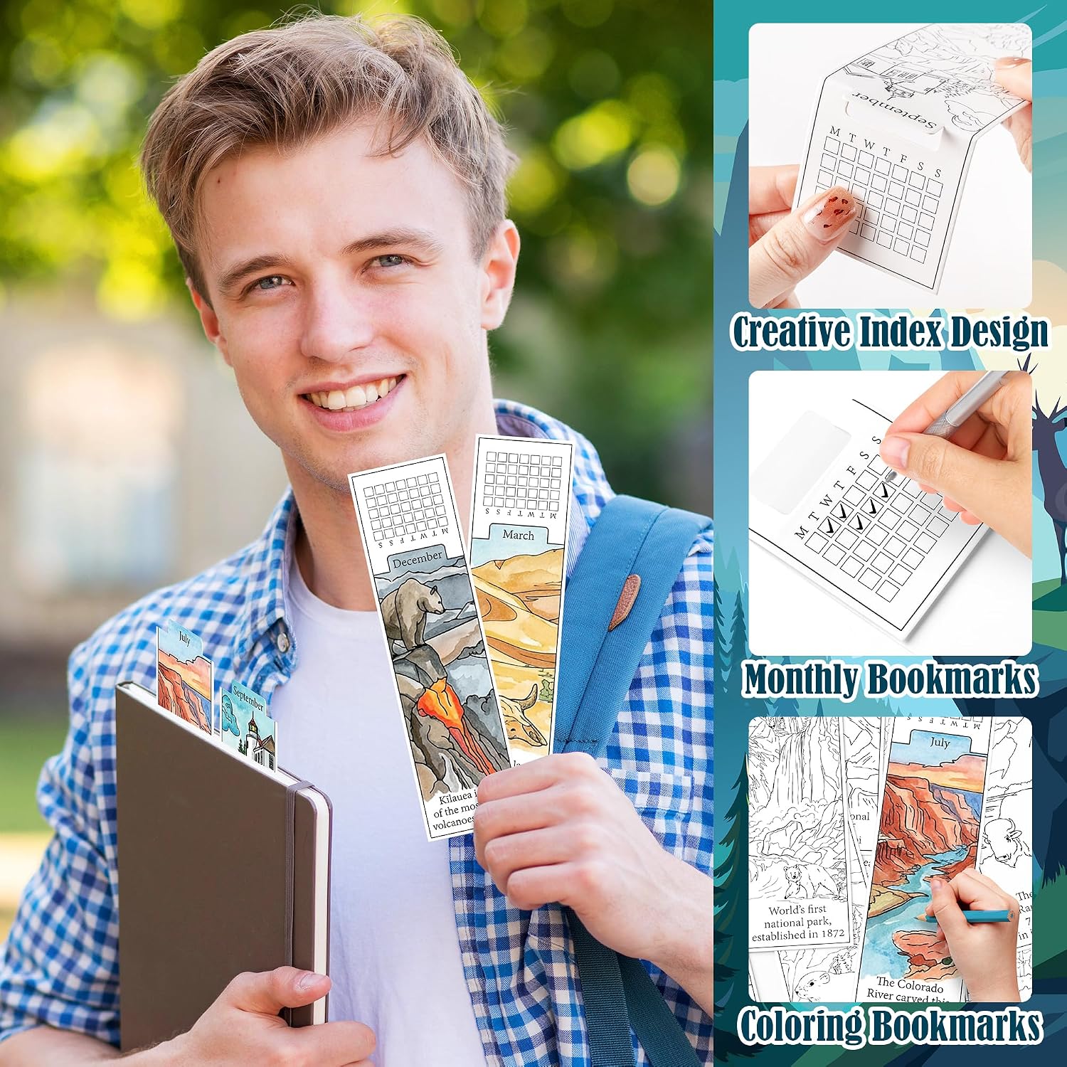 12 Monthly National Parks Paintable Bookmarks Color Your Own Landscape Watercolor Painting Bookmarks Back to School DIY Crafts Gifts for Kids Students Teachers Book Lovers Stationery Supplies image 3