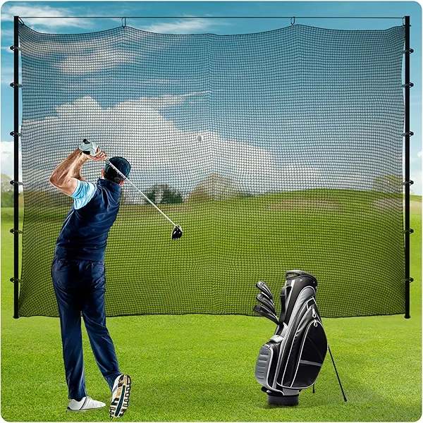 Sports Netting,Golf Practice Net Hitting Net with 33Feet Nylon Rope Also for Baseball, Hockey, Soccer, LAX and More - 10x10ft/10x15ft/10x20ft/10x25ft/10x30ft/10x40ft/10x50ft