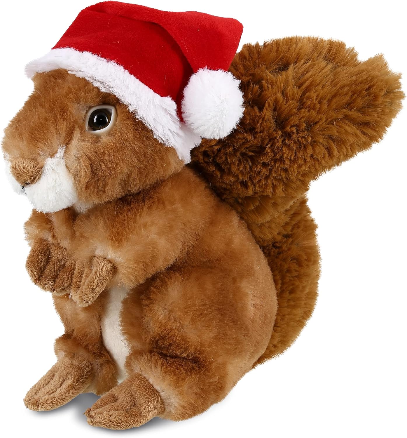 DolliBu Santa Squirrel Stuffed Animal Plush Toy - Super Soft Wild Animal Dress Up with Red Santa Claus Outfit, Cute Wildlife Gift, Perfect Holiday with Name Personalization - 8.5 Inches