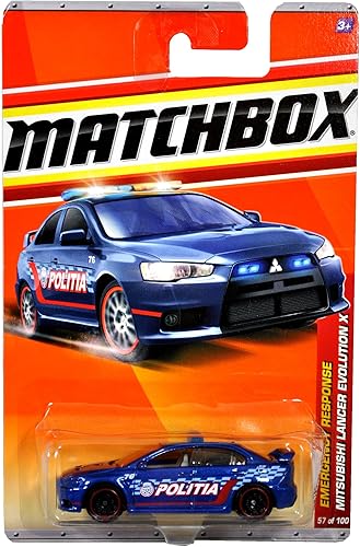 Matchbox 2010 MBX Emergency Response Series 164 Escala Die Cast Car #57 - Azul Oscuro 4-Wheel Drive Alto Rendimiento PolicíaPolitia Car Mitsubishi