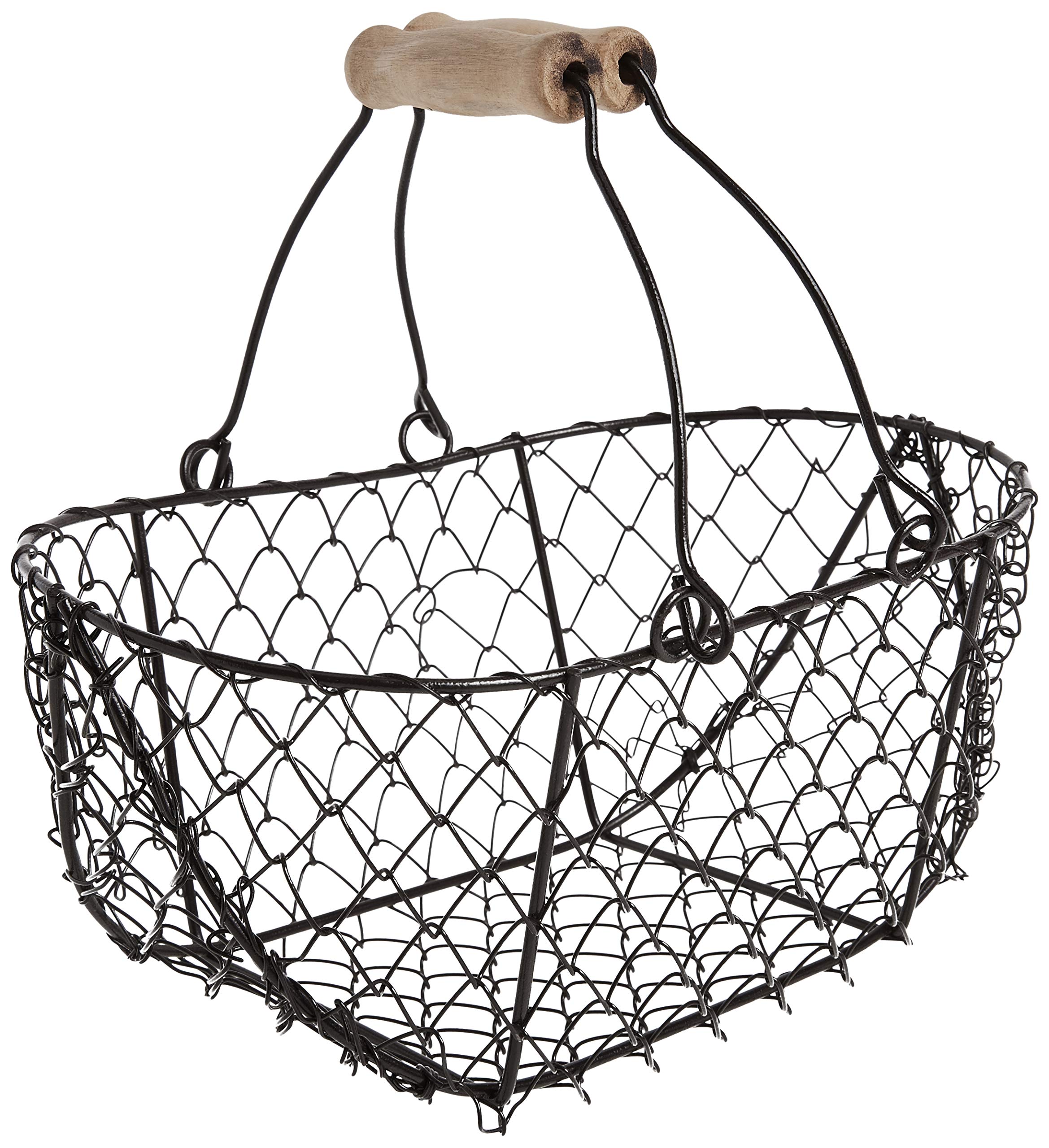 Trademark Innovations BSKT-OVALWIRE Oval Wire Basket with Wooden Handles - Vintage Style - by