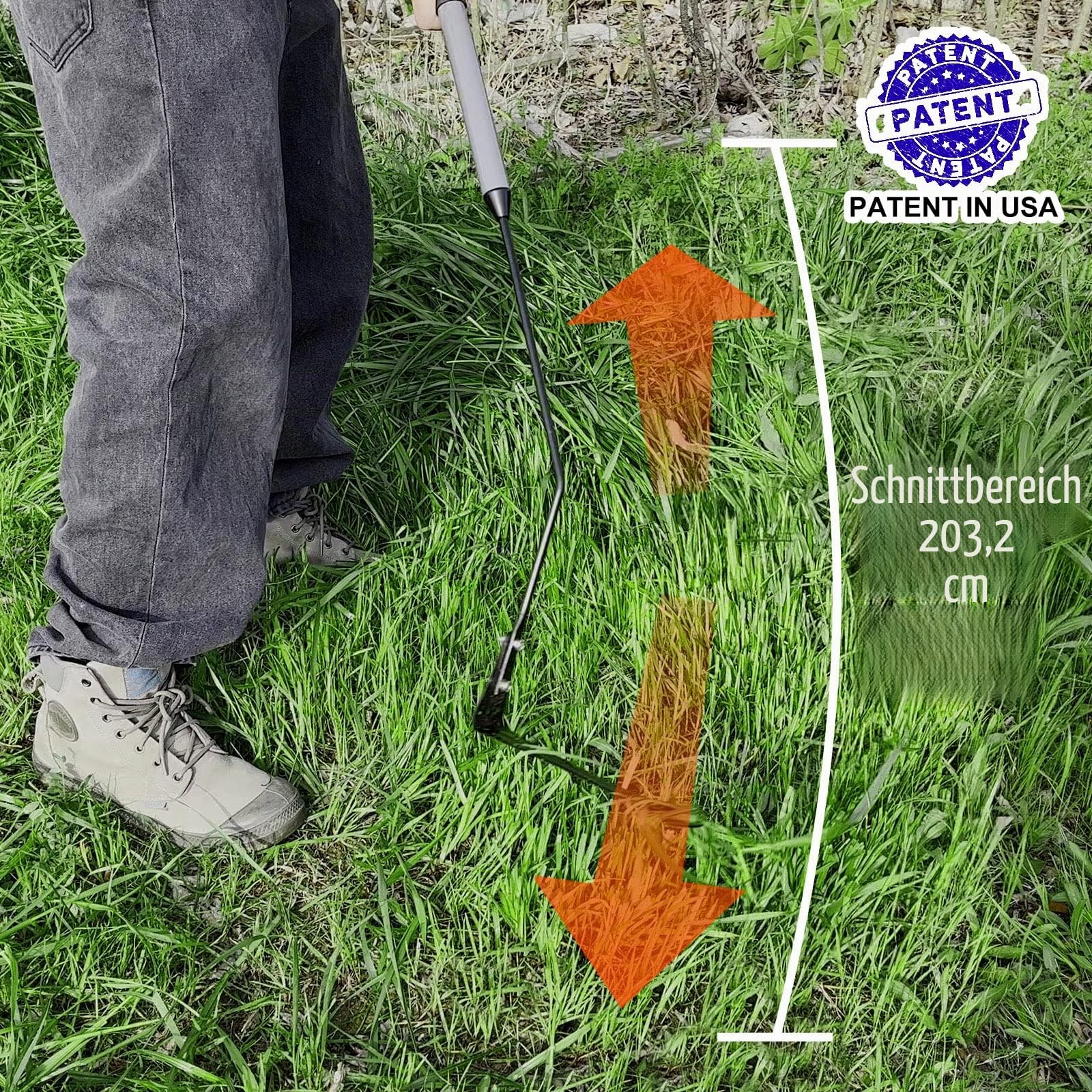 Walensee Sense Sägezahngras Wildwuchssense, Sensensichel für Mähen von Gras Getreide, Unkraut, Handsense, Kleinsense, Gartensense Waldsense Unkraut Sichel mit weichem Gummi für Garten