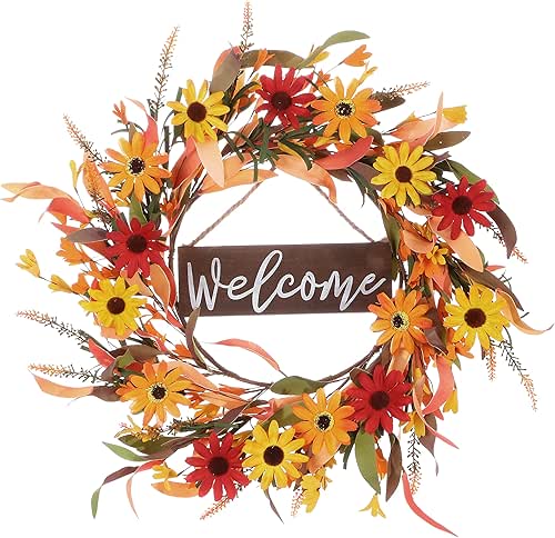 VioletEverGarden Fall Wreath, 20" Artificial Fall Wreaths for Front Door