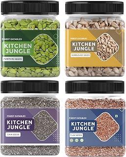 Kitchen Jungle Pumpkin, Sunflower, Chia, Flax Seeds 200 GM Each (Total 800 GM) | Immunity Combo | All Premium & Raw Seeds ... Price In India