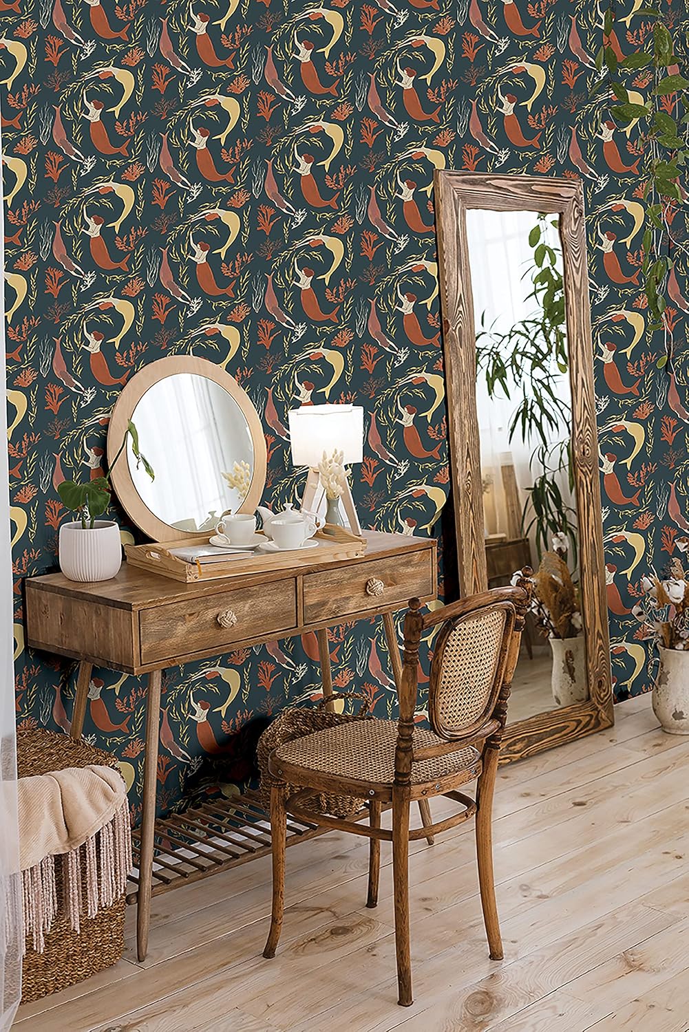 Elana Gabrielle Muses Mermaid Peel and Stick Wallpaper, (Baltic Blue)