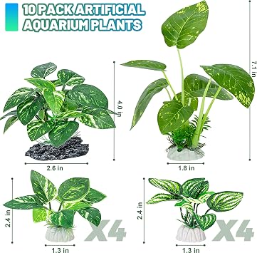 MyLifeUNIT Betta Fish Tank Decor, 10 Pack Silk Aquarium Plants for Aquarium Decoration and Fish Tank Decoration
