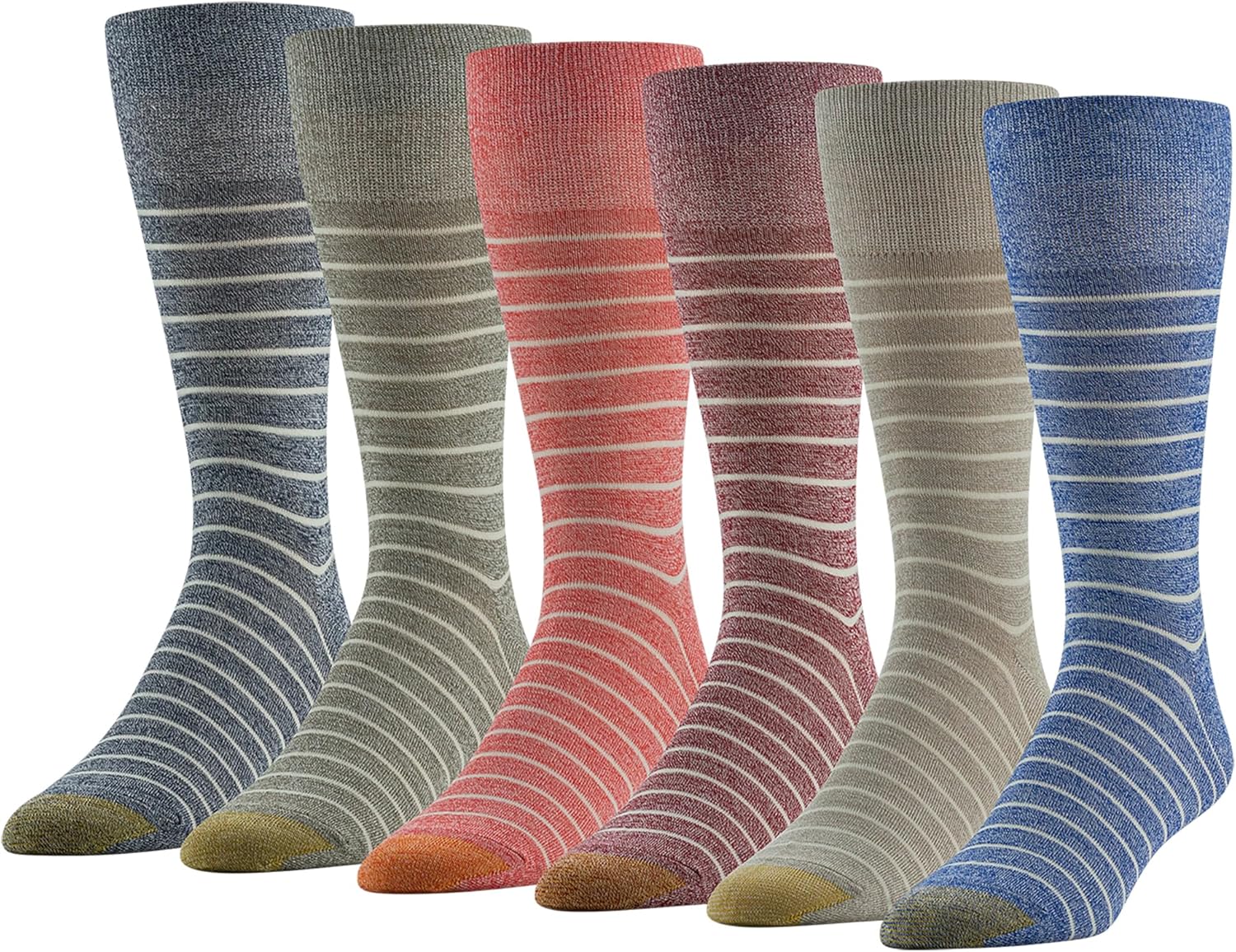 GOLDTOE Men's Cambridge Crew Socks, 6Pairs, Royal Assorted, Shoe Size 612.5