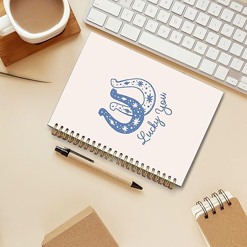 Miniatura 2 de Lucky You - Cuaderno de espiral retro a la moda vaquera occidental, cubierta dura laminada, con rayas universitarias de 5.5 x 8.3 pulgadas,