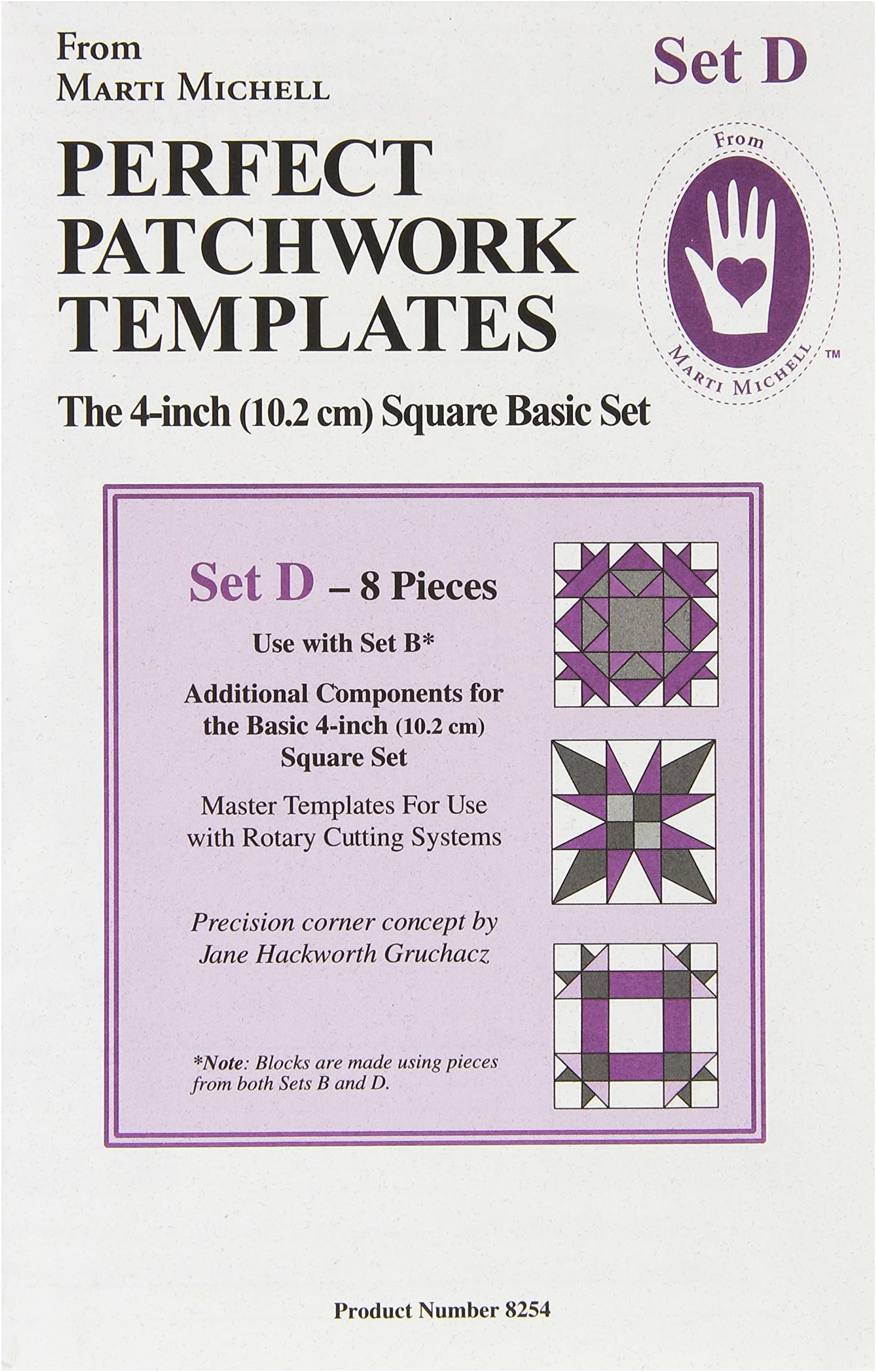 Perfect Patchwork Marti Michell Template, Set D - Bonus Complement Set 8/Pkg