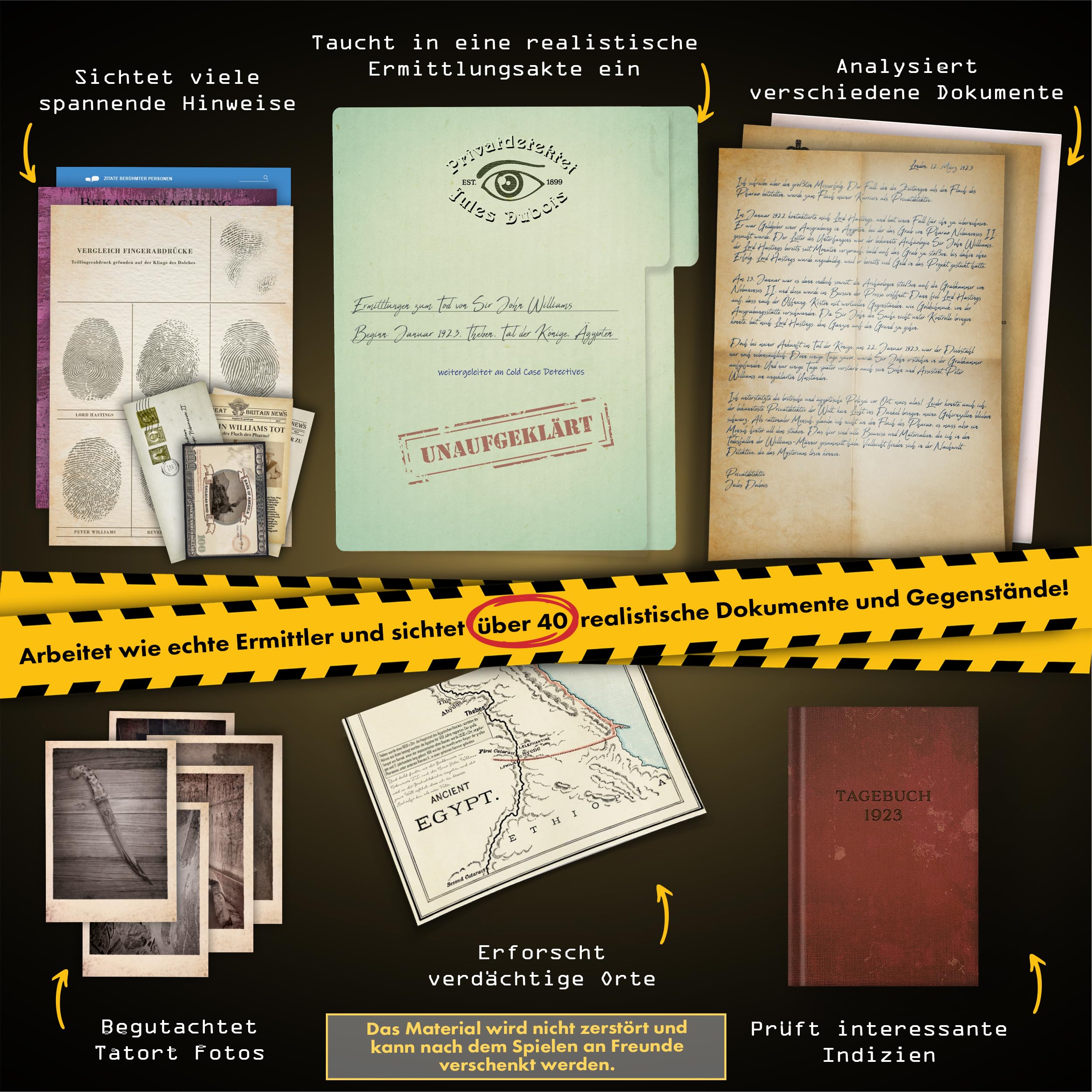 X-SCAPE, Cold Case Detectives Crime Game, Fall #3 Pirse of the Pharaoh 1923, The Escape Room Game, Multicoloured - Image 3