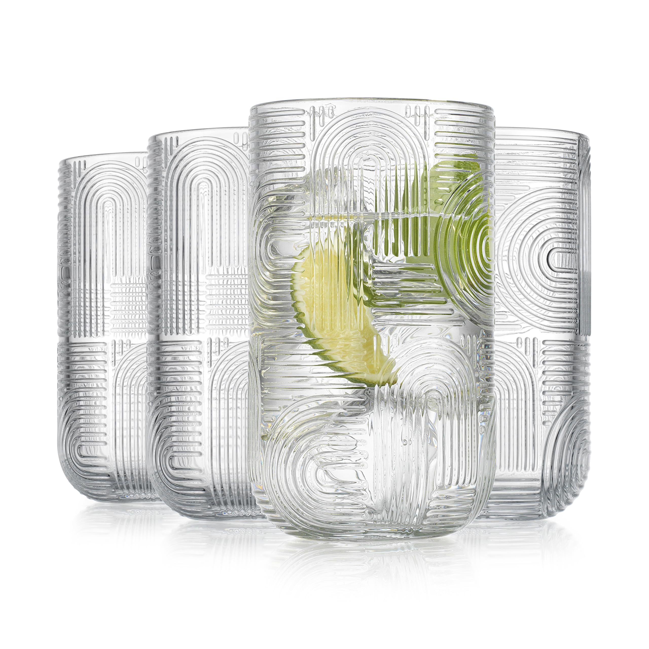 Glaver's Highball-Trinkgläser, 480 ml, klares Glas, exquisites Design, 4 Stück